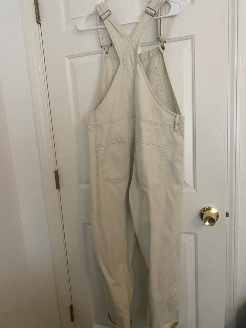 We The Free Cream Ziggy Denim Overalls with Cross-Back Straps - Picture 3 of 3